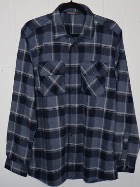 Urban Addiction Plaid Button-Up Shirt – Blue/Grey (Men’s L)